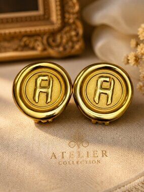 Vintage Fred Hayman Beverly Hills Monogram Clip Earrings